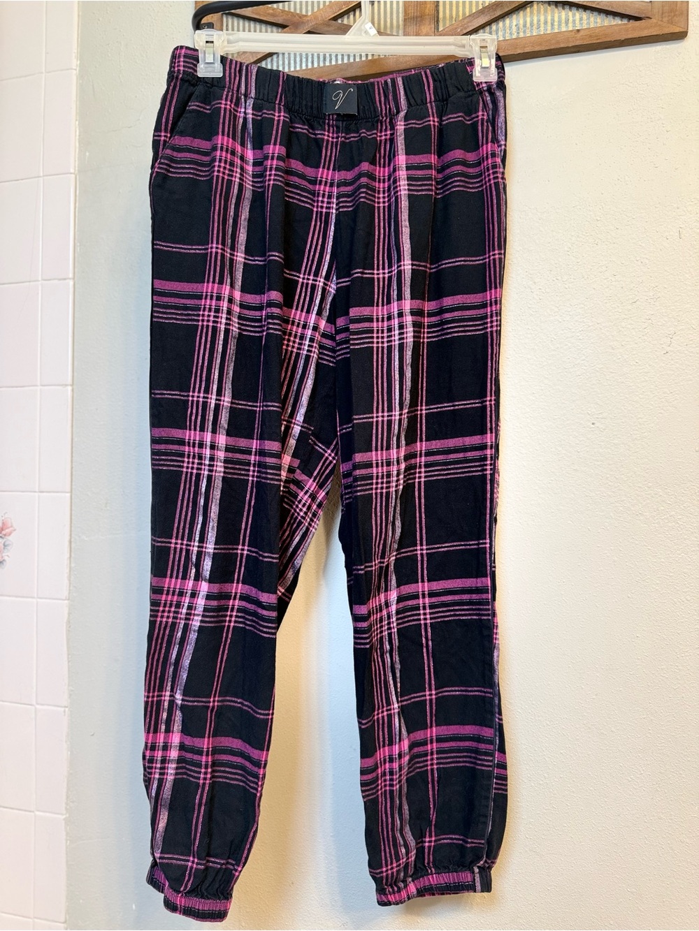 Victoria's Secret Black and Pink Plaid Kids Pajama Bottoms